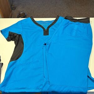 Healing Hands Blue and Black Scrub Set